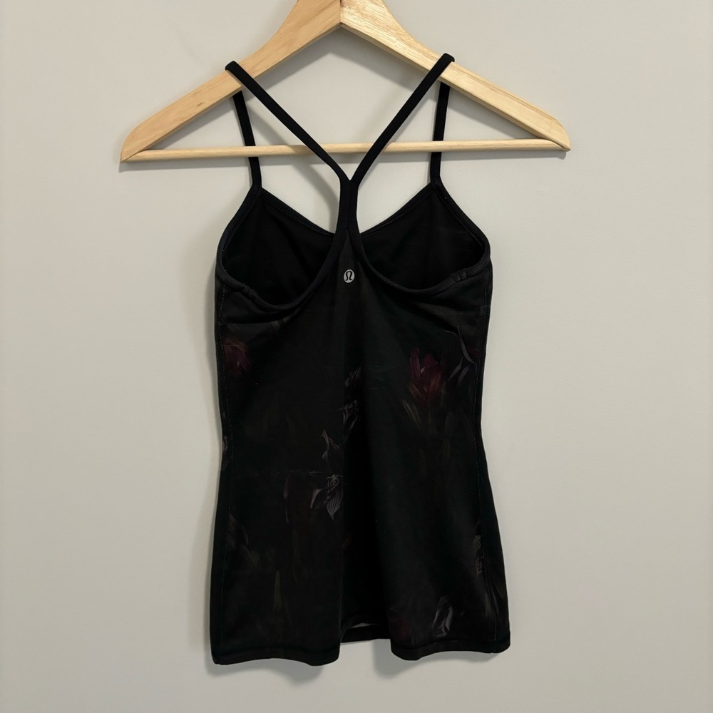 Lululemon Power Y Tank Top Midnight Iris Black Floral Size 2 - Picture 7 of 12